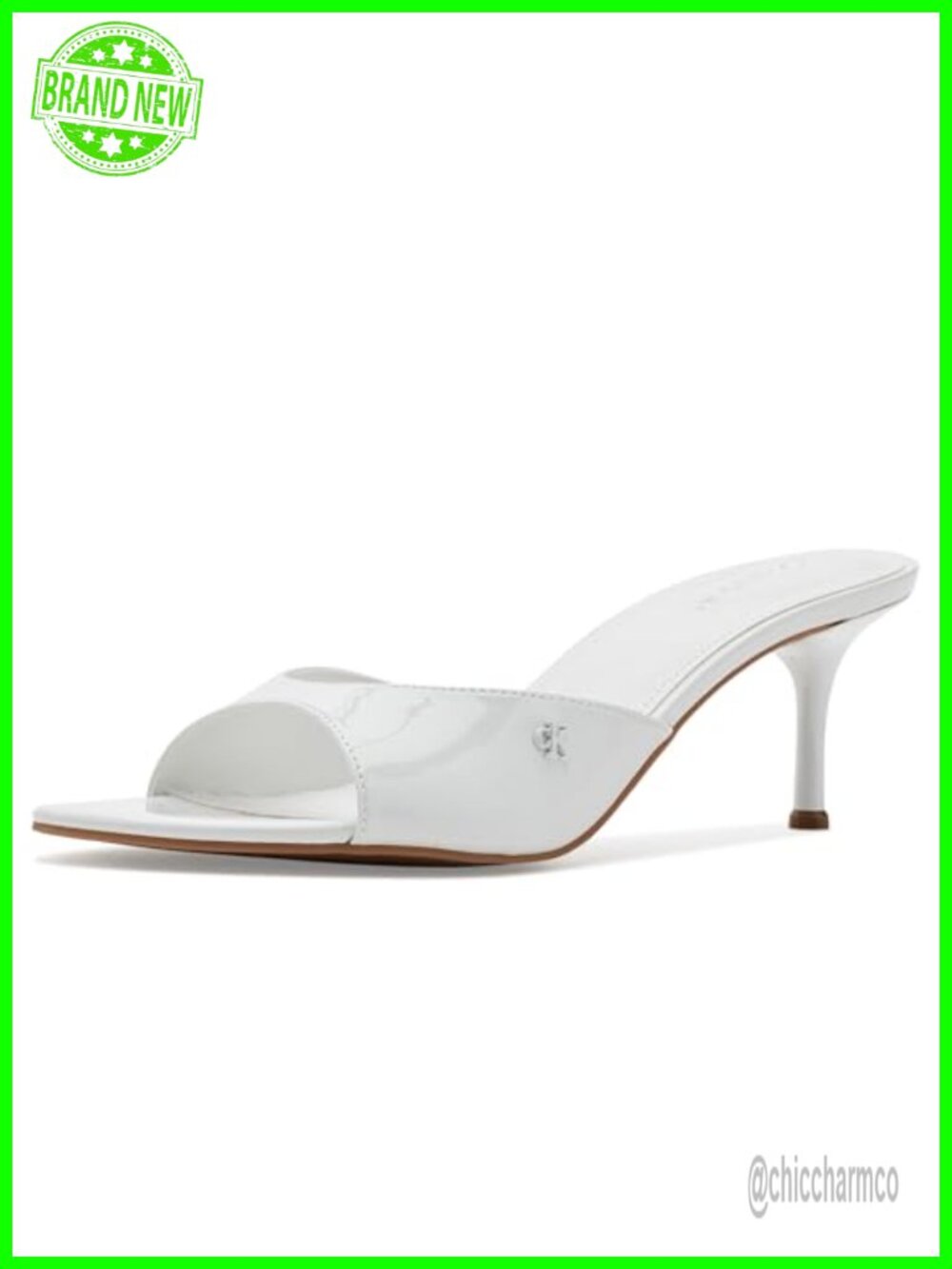 Faux Patent Leather Slingback Kitten Heel Dress Sandals Slip On